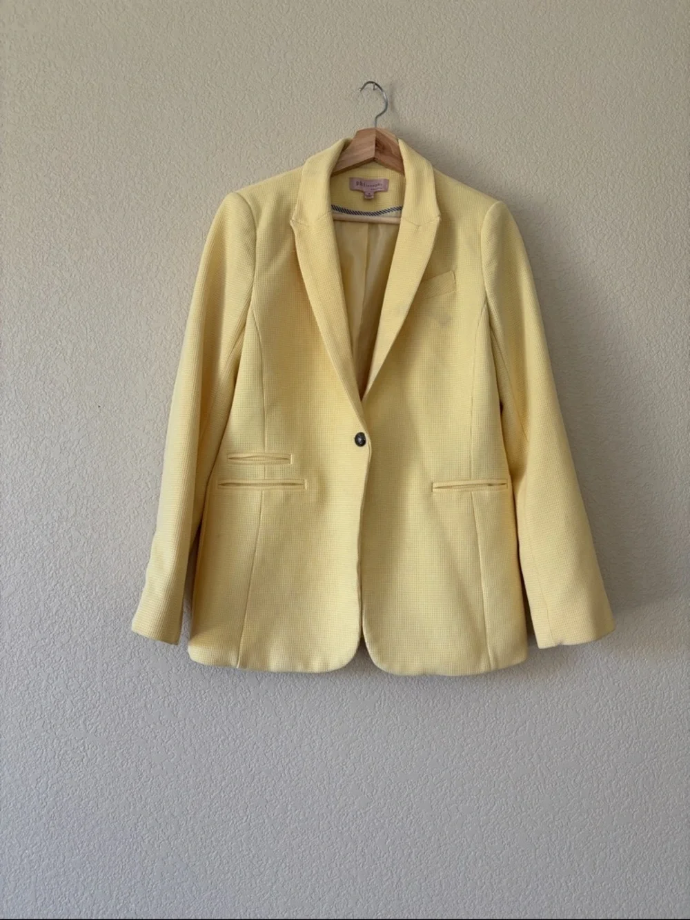 Philosophy Yellow Women's Single-Button Waffle Knit Blazer
